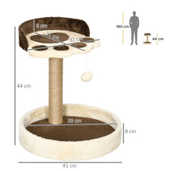 44cm Cat Tower, Cat Tree for Indoor Cats, with Sisal Cat Scratching Post, Toy Ball - Brown-2