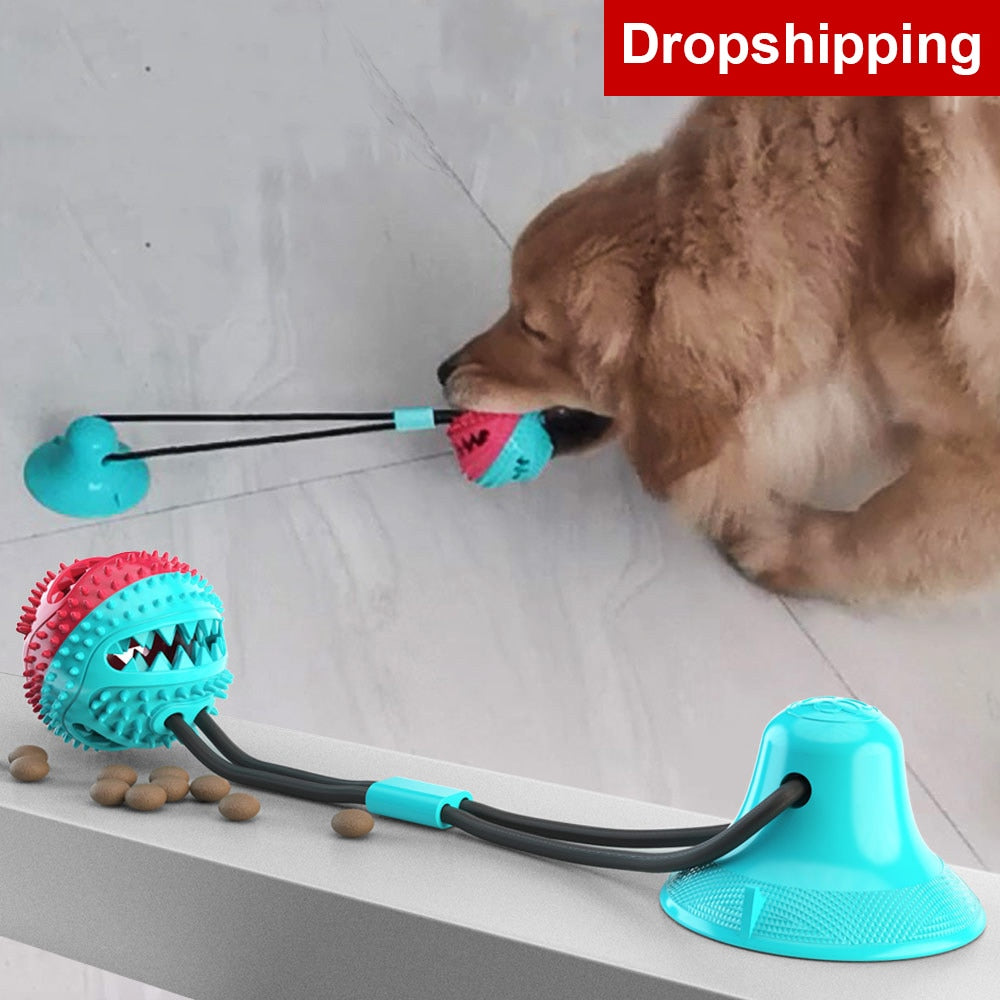 Pet Dog Toys Silicon Suction Cup Tug dog toy Dogs Push Ball Toy Pet Tooth Cleaning Dog Toothbrush for Puppy large Dog Biting Toy-0